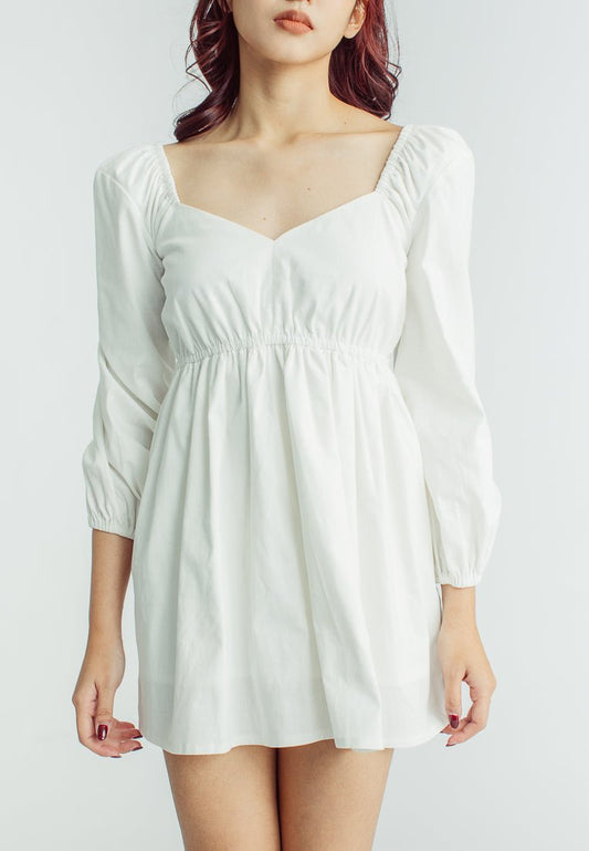 Mossimo Jassy White V Neck Puff Sleeve Mini Dress - Mossimo PH