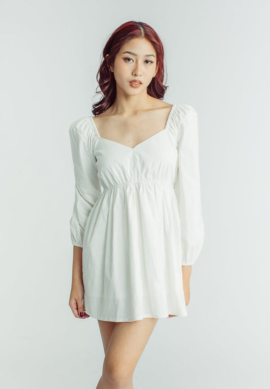 Mossimo Jassy White V Neck Puff Sleeve Mini Dress - Mossimo PH