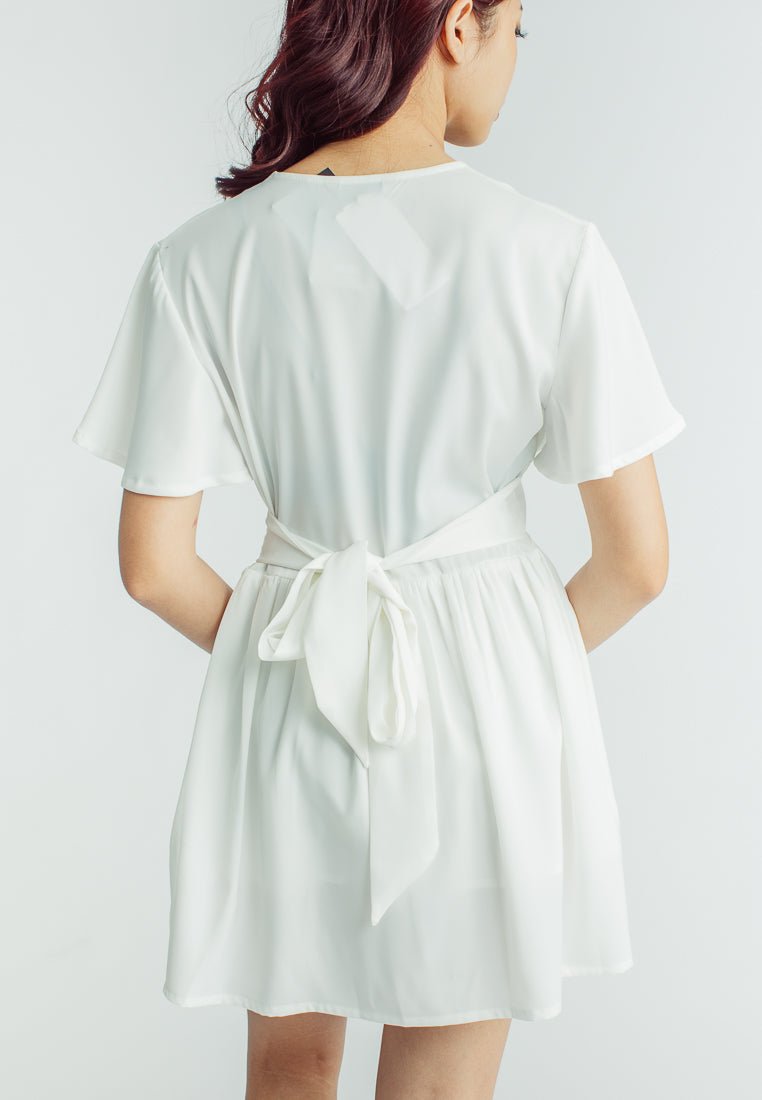 Mossimo Jezryl White Mini Dress with Back Ribbon Tie - Mossimo PH
