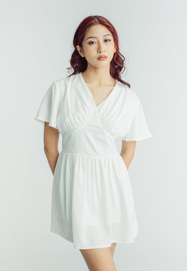 Mossimo Jezryl White Mini Dress with Back Ribbon Tie - Mossimo PH