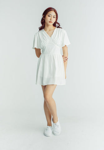 Mossimo Jezryl White Mini Dress with Back Ribbon Tie - Mossimo PH