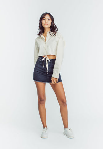 Mossimo Karylle White Cropped Buttondown with Waist Tie - Mossimo PH