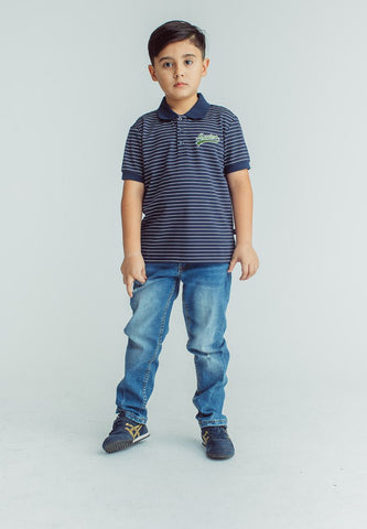 Mossimo Kids Boys Nash Navy Blue Stripes Polo Shirt - Mossimo PH