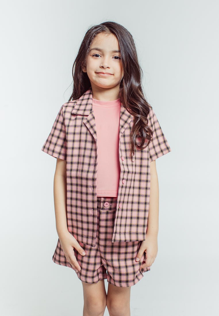 Mossimo Kids Girls Janella Pink Plaid Sports Collar Shirt with inner and Shorts - Mossimo PH