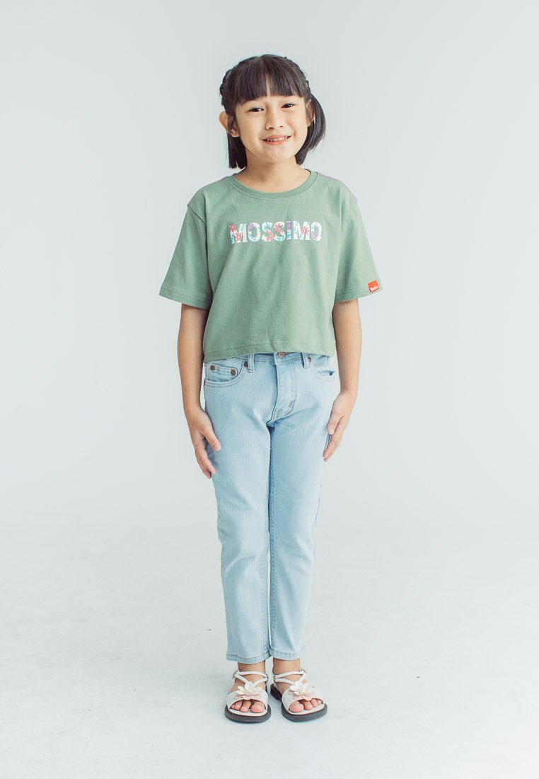 Mossimo Kids Girls Oak Leaves with Flower Embossed and Flat Print Loose Cropped Fit Tee - Mossimo PH