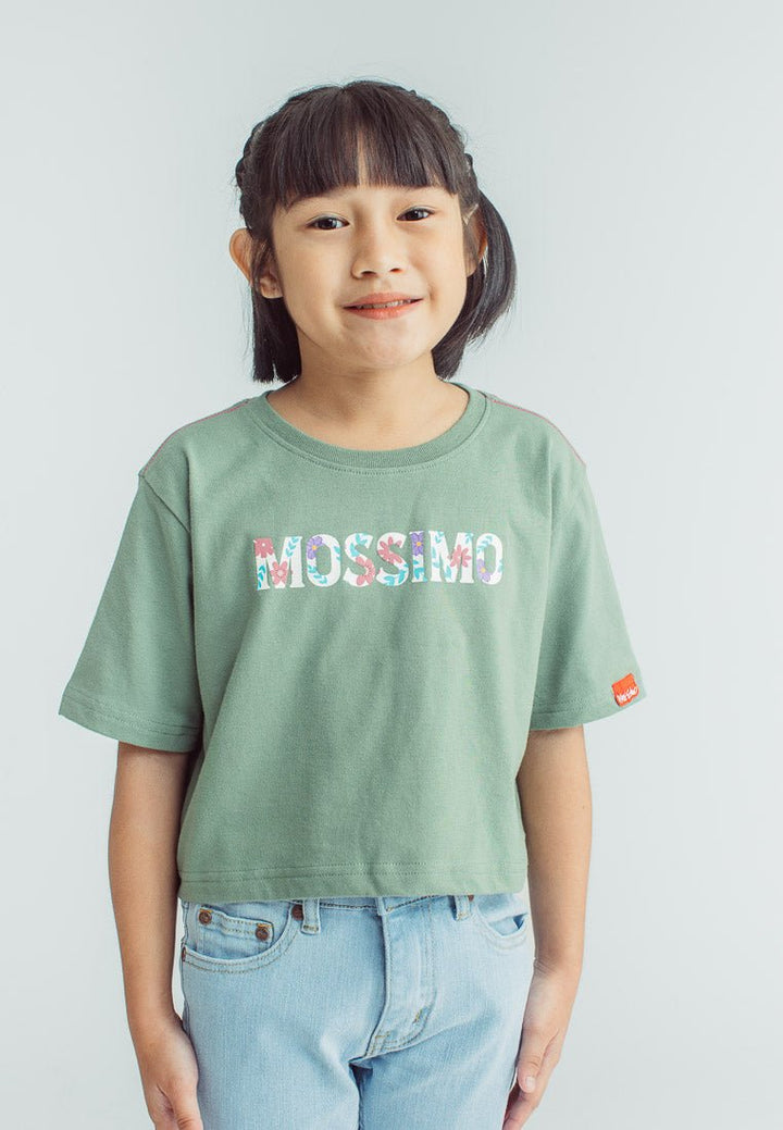 Mossimo Kids Girls Oak Leaves with Flower Embossed and Flat Print Loose Cropped Fit Tee - Mossimo PH
