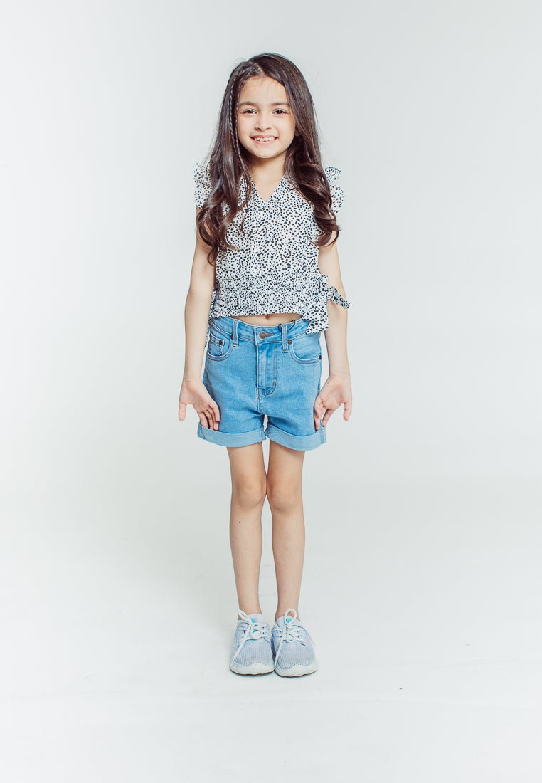 Mossimo Kids Girls Rosy White Blouse with Butterfy Sleeve and Side Shirred Knot - Mossimo PH