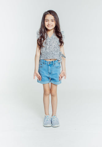 Mossimo Kids Girls Rosy White Blouse with Butterfy Sleeve and Side Shirred Knot - Mossimo PH