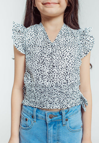 Mossimo Kids Girls Rosy White Blouse with Butterfy Sleeve and Side Shirred Knot - Mossimo PH