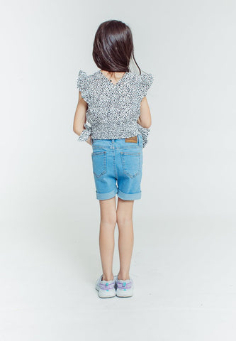 Mossimo Kids Girls Rosy White Blouse with Butterfy Sleeve and Side Shirred Knot - Mossimo PH