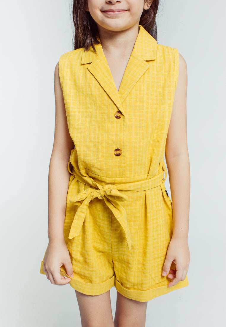 Mossimo Kids Isabela Yellow Half Button Belted Girls Romper - Mossimo PH