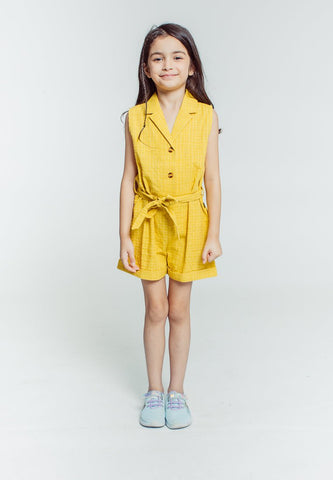 Mossimo Kids Isabela Yellow Half Button Belted Girls Romper - Mossimo PH