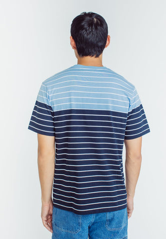 Mossimo Miko Blue Stripes Round Neck Comfort Fit with Woven Patch - Mossimo PH
