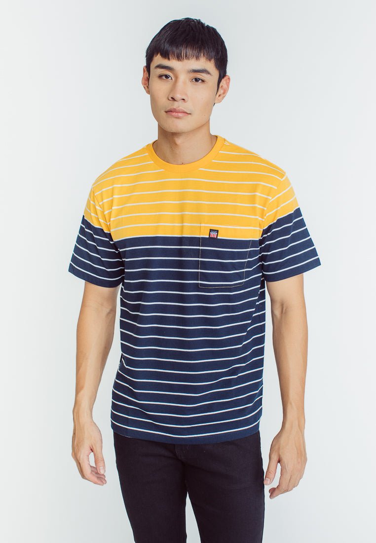 Mossimo Miko Yellow Stripes Round Neck Comfort Fit with Woven Patch - Mossimo PH
