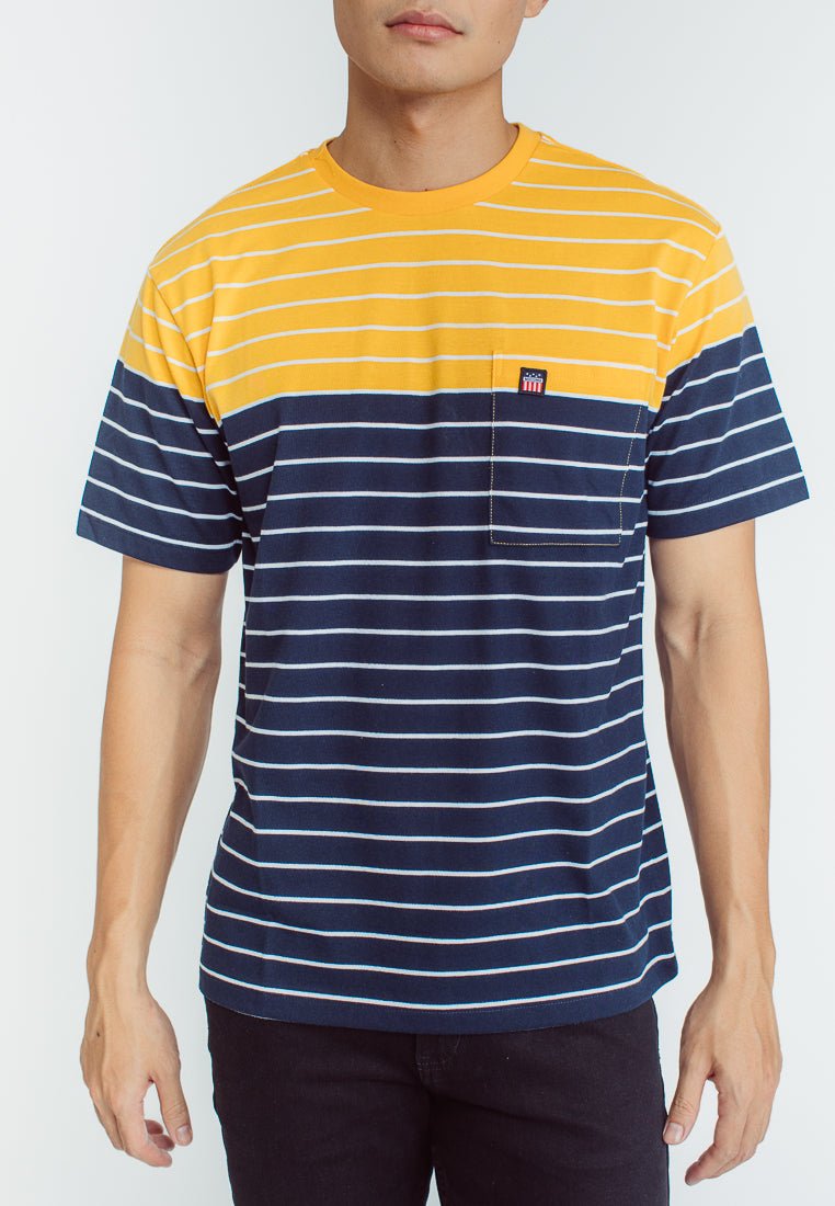 Mossimo Miko Yellow Stripes Round Neck Comfort Fit with Woven Patch - Mossimo PH