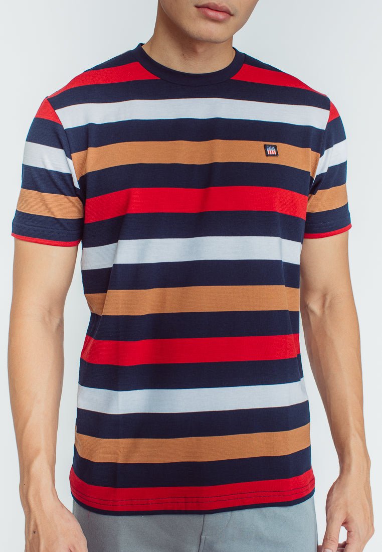 Mossimo Peter Blue Stripes Round Neck Classic Fit with Woven Patch - Mossimo PH