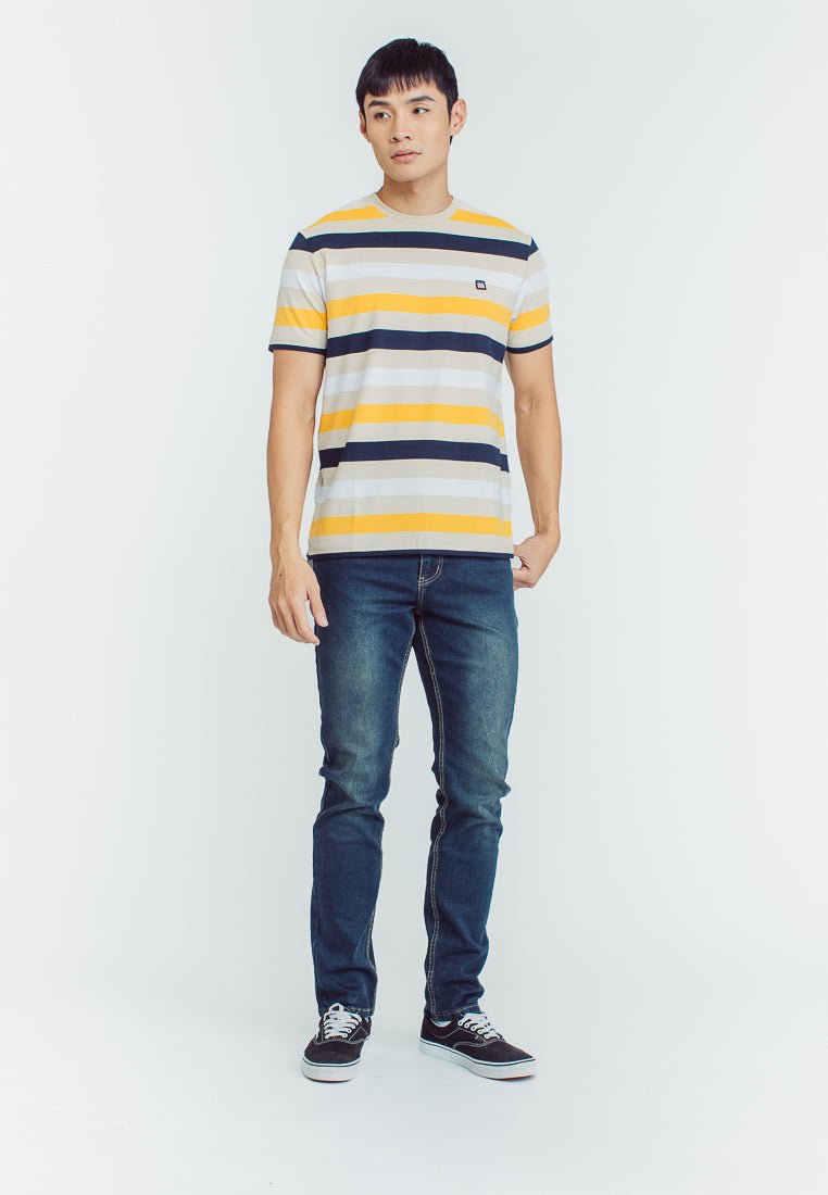 Mossimo Peter Yellow Stripes Round Neck Classic Fit with Woven Patch - Mossimo PH