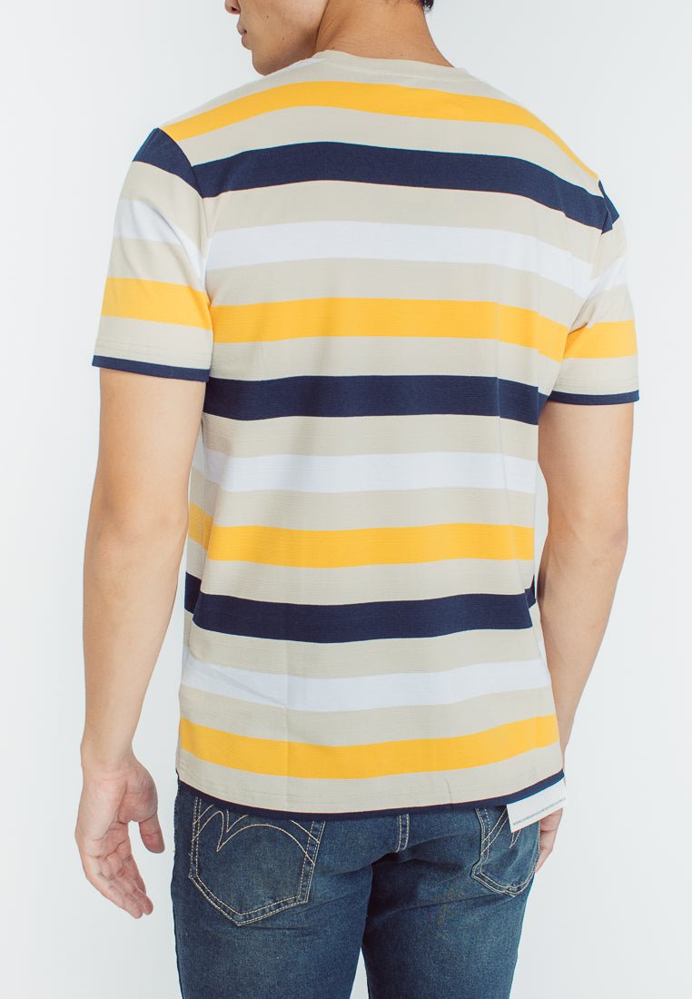 Mossimo Peter Yellow Stripes Round Neck Classic Fit with Woven Patch - Mossimo PH
