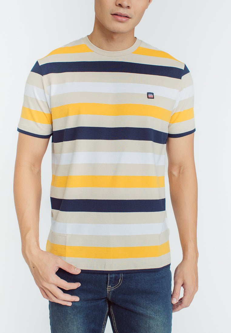 Mossimo Peter Yellow Stripes Round Neck Classic Fit with Woven Patch - Mossimo PH