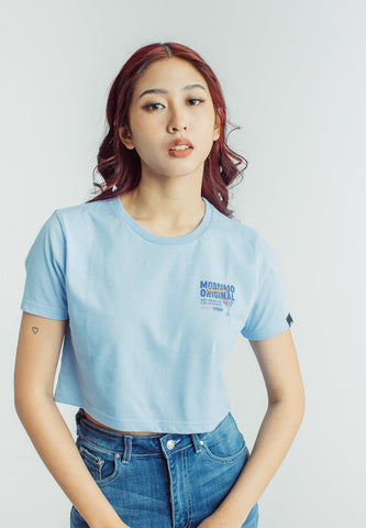 Mossimo Placid Blue with Original International Flat Print Super Cropped Fit Tee - Mossimo PH