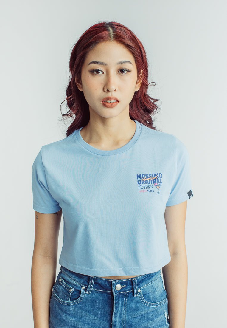 Mossimo Placid Blue with Original International Flat Print Super Cropped Fit Tee - Mossimo PH