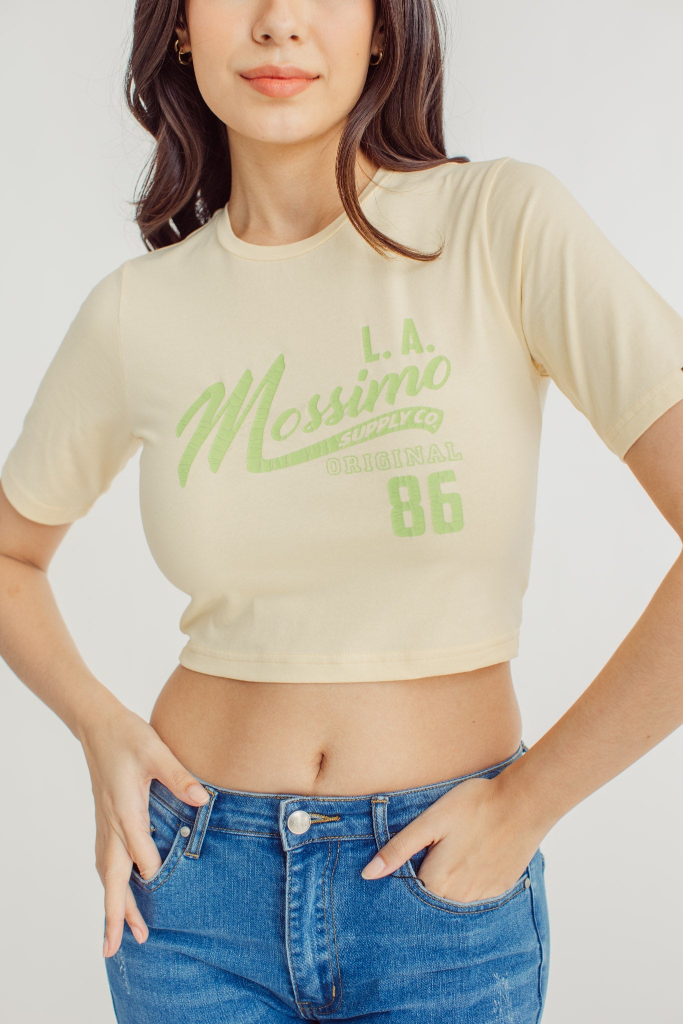Mossimo Premium with LA Big Retro Branding Design with Crack Print Retro Cropped Fit Tee - Mossimo PH
