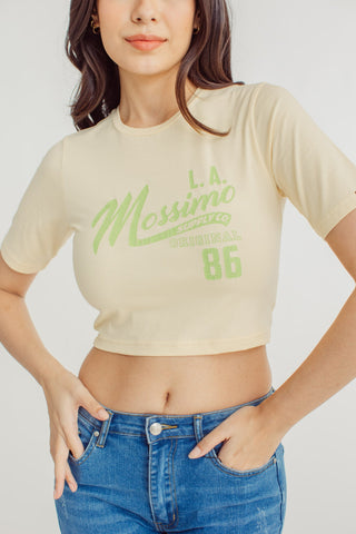 Mossimo Premium with LA Big Retro Branding Design with Crack Print Retro Cropped Fit Tee - Mossimo PH