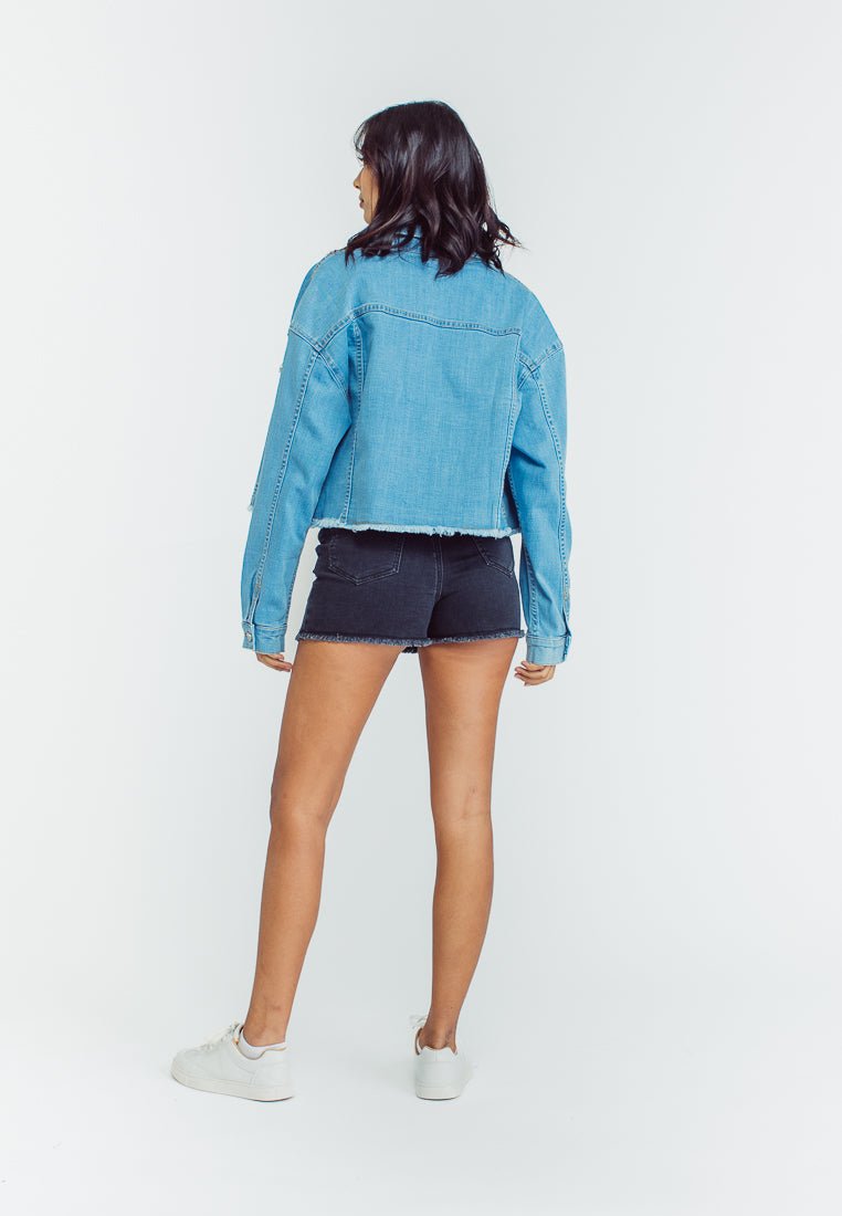 Mossimo Renalyn Light Blue Oversized Cropped Denim Jacket - Mossimo PH