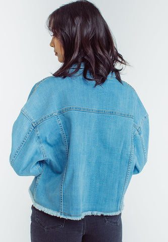 Mossimo Renalyn Light Blue Oversized Cropped Denim Jacket - Mossimo PH