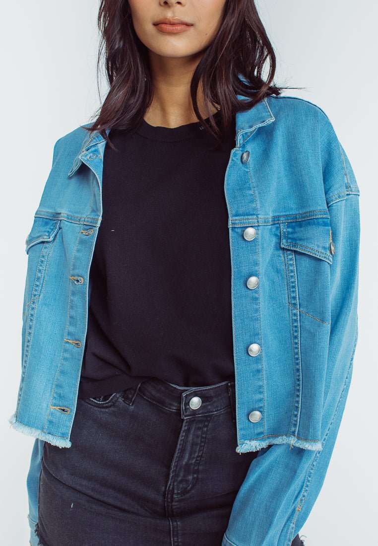 Mossimo Renalyn Light Blue Oversized Cropped Denim Jacket - Mossimo PH