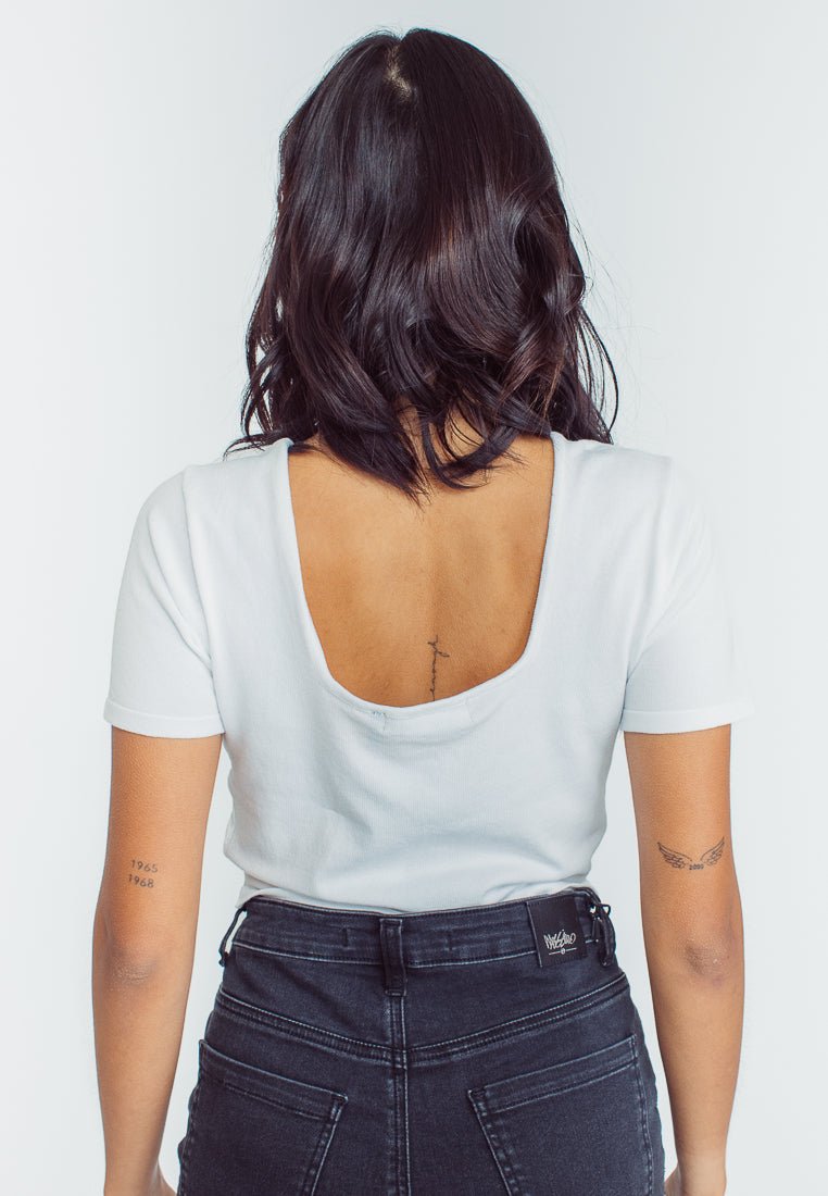 Mossimo Stephanie White Textured Square Neck Retro Cropped Top - Mossimo PH