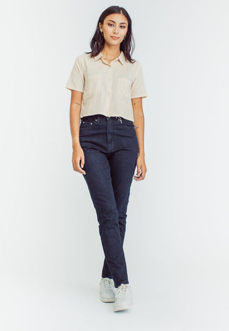 Mossimo Trina Beige Crop Buttondown with Large Pocket - Mossimo PH