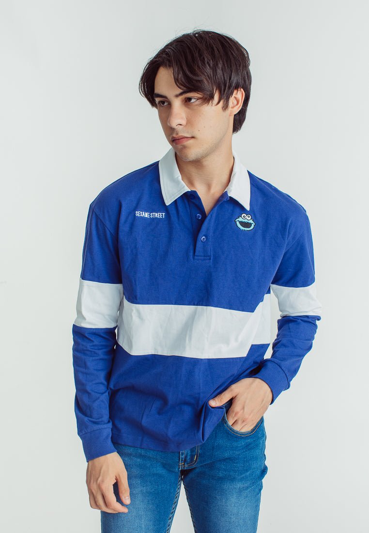Mossimo True Blue White Sesame Street Comfort Fit Baseball Shirt with Patch Embroidery - Mossimo PH