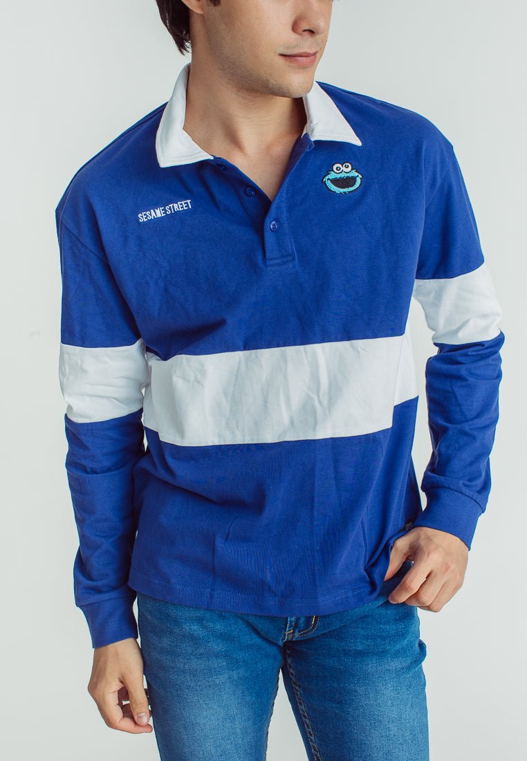 Mossimo True Blue White Sesame Street Comfort Fit Baseball Shirt with Patch Embroidery - Mossimo PH