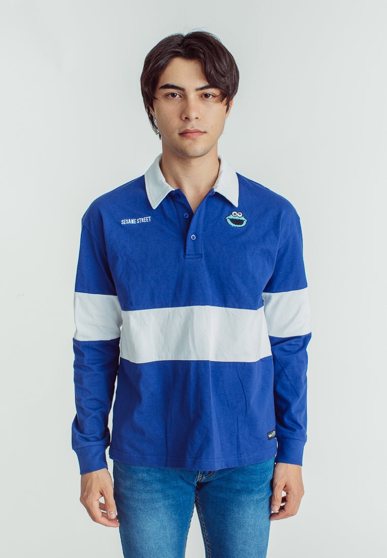 Mossimo True Blue White Sesame Street Comfort Fit Baseball Shirt with Patch Embroidery - Mossimo PH