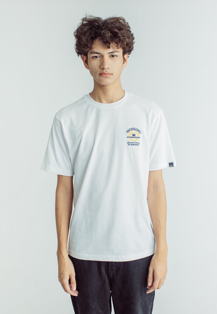Mossimo White Basic Round Comfort Fit Tee with Embroidery - Mossimo PH