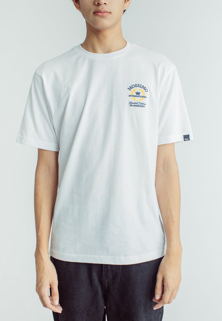 Mossimo White Basic Round Comfort Fit Tee with Embroidery - Mossimo PH