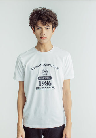 Mossimo White Basic Round Neck Classic Fit Tee with Flat Print - Mossimo PH