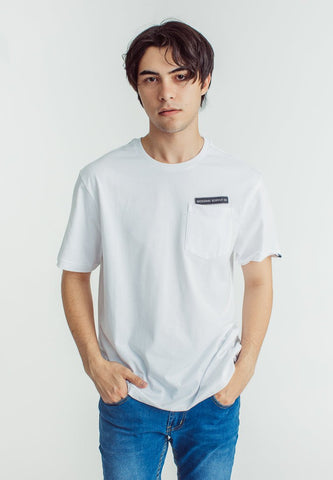 Mossimo White Basic Round Neck Modern Fit Tee with Felt and Patch Embroidery - Mossimo PH