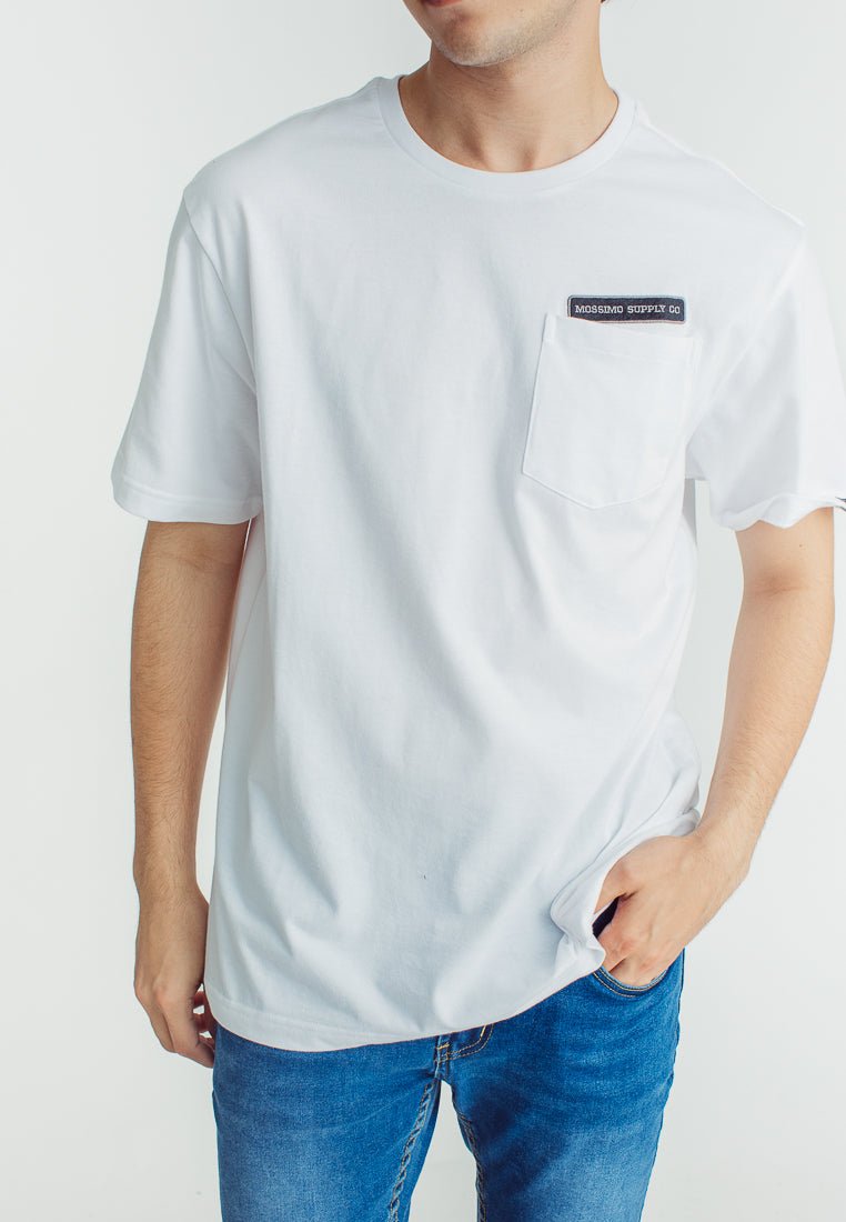 Mossimo White Basic Round Neck Modern Fit Tee with Felt and Patch Embroidery - Mossimo PH