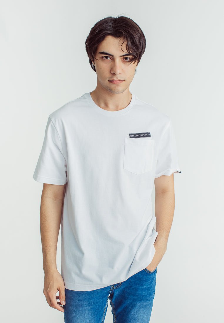 Mossimo White Basic Round Neck Modern Fit Tee with Felt and Patch Embroidery - Mossimo PH