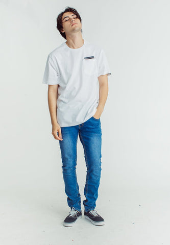 Mossimo White Basic Round Neck Modern Fit Tee with Felt and Patch Embroidery - Mossimo PH