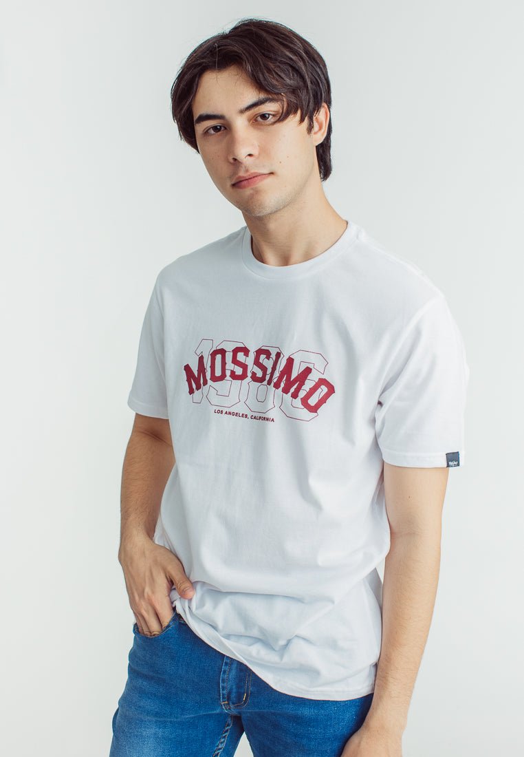 Mossimo White Basic Round Neck with High Density Print Classic Fit Tee - Mossimo PH