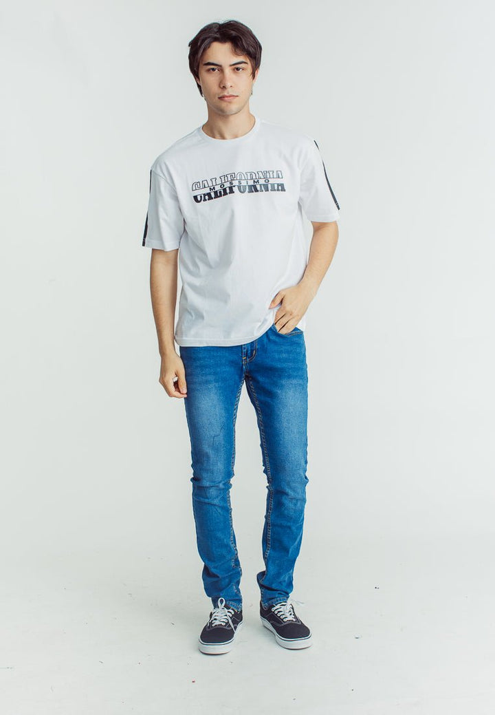 Mossimo White Basic Round Oversized Fit Tee with High Density and Flat Print - Mossimo PH