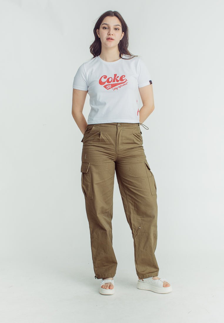 Mossimo White Coca Cola Basic Tshirt with Sugar Glitter Dip and Flat Print Classic Cropped Fit Tee - Mossimo PH