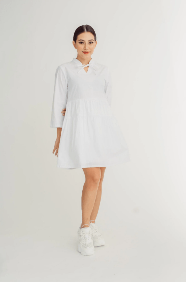 Mossimo White Fashion Shirred Baby Doll Dress - Mossimo PH