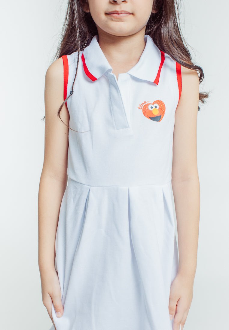 Mossimo White Sesame Street Kids Girls Sleeveless Collared Dress with Heat Press Print - Mossimo PH