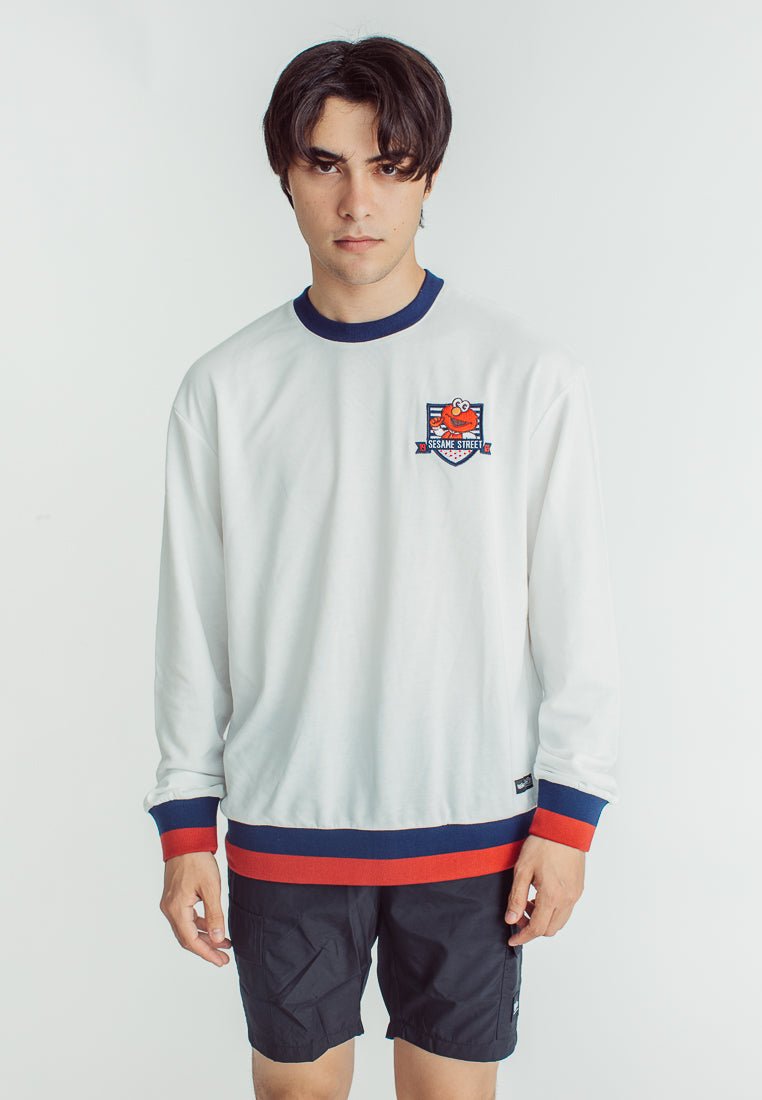 Mossimo White Sesame Street Oversized Pullover with Patch Embroidery - Mossimo PH