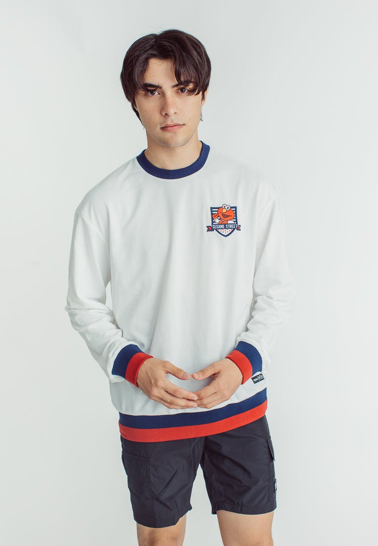 Mossimo White Sesame Street Oversized Pullover with Patch Embroidery - Mossimo PH
