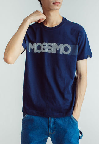 Navy Blue Basic Round Neck with Big Branding Flat Print Muscle Fit Tee - Mossimo PH